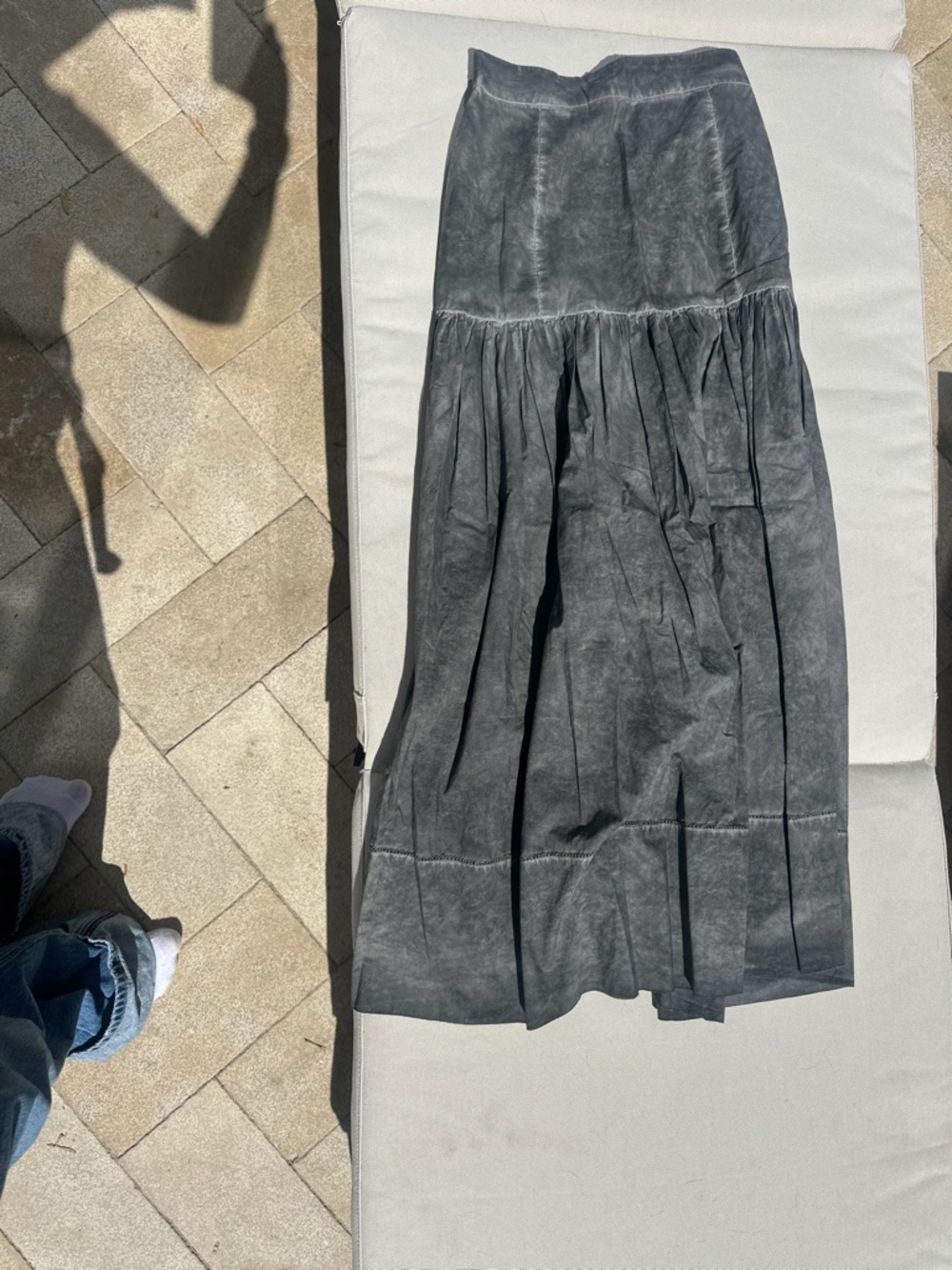 Greats Dark Gray Tiered Maxi Skirt